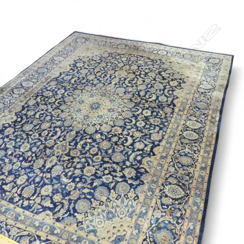 LG HAND KNOTTED WOOL PILE CARPET; BLUE GROUND ISFAHAN STYLE Image 1++