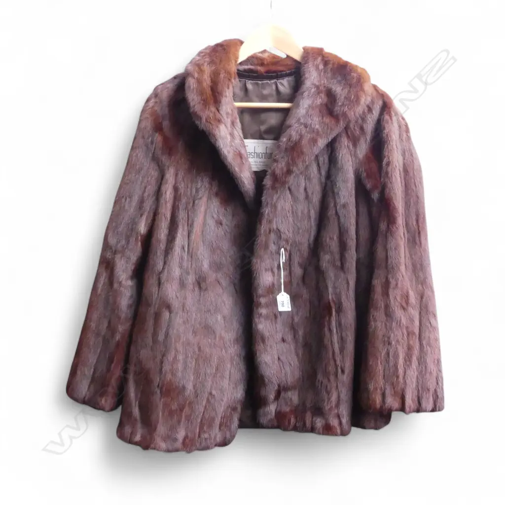 VINTAGE WAIST LENGTH BROWN MINK FUR JACKET SMALL SIZE Image 1++