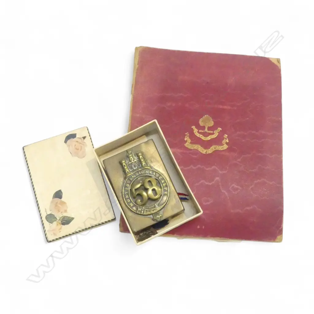 SELECTION REGIMENTAL BADGES + 58 REG. MATCHBOX COVER + BOOK REGIMENTAL INSIGNIA PRINTS Image 1++