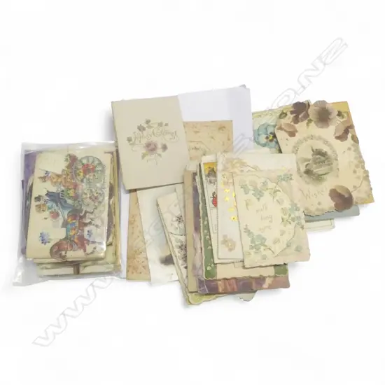 LGE COLLECTION EARLY 20thC GREETING & CHRISTMAS CARDS ETC cut-out edges etc