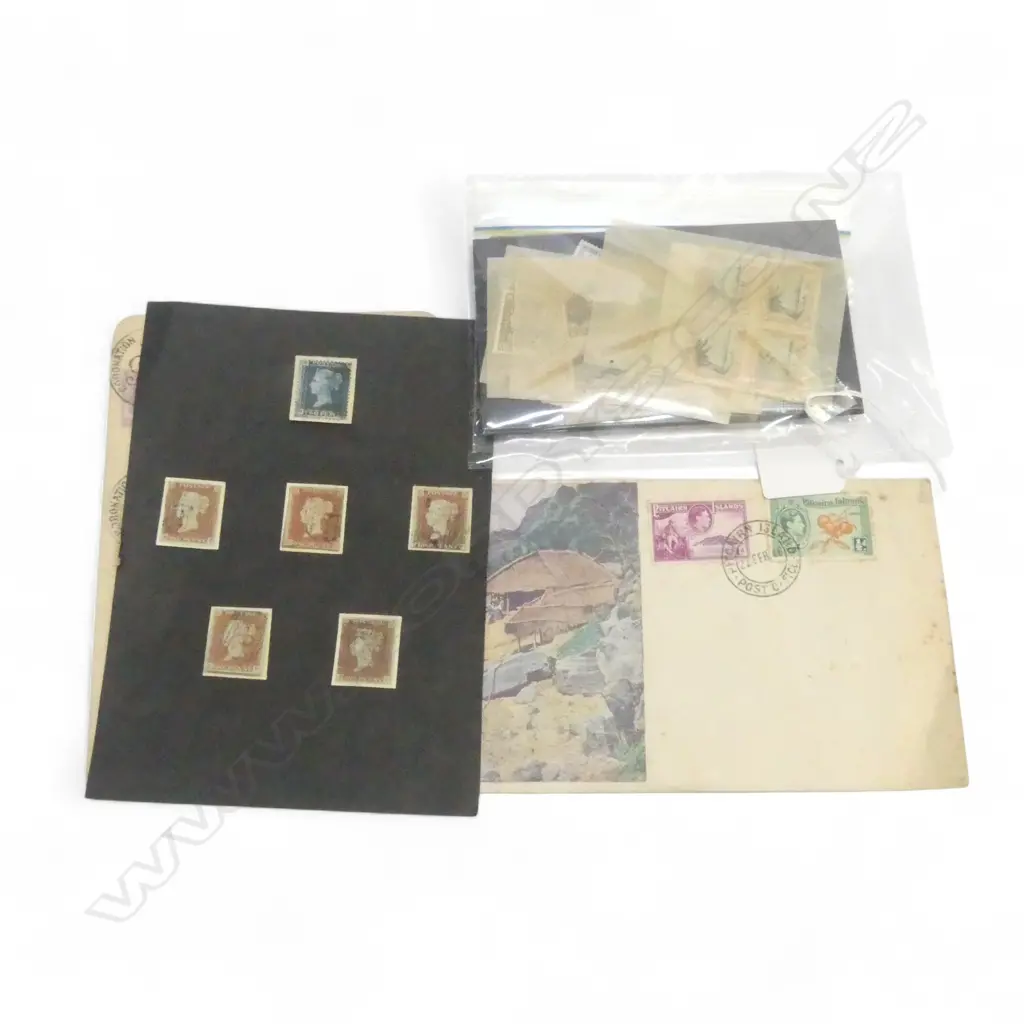ASST. STAMPS: Penny reds + 1 blue + Cook Islands overprints 2 & 3/- 1926 King George V Admirals + other Cook Is. etc Image 1++