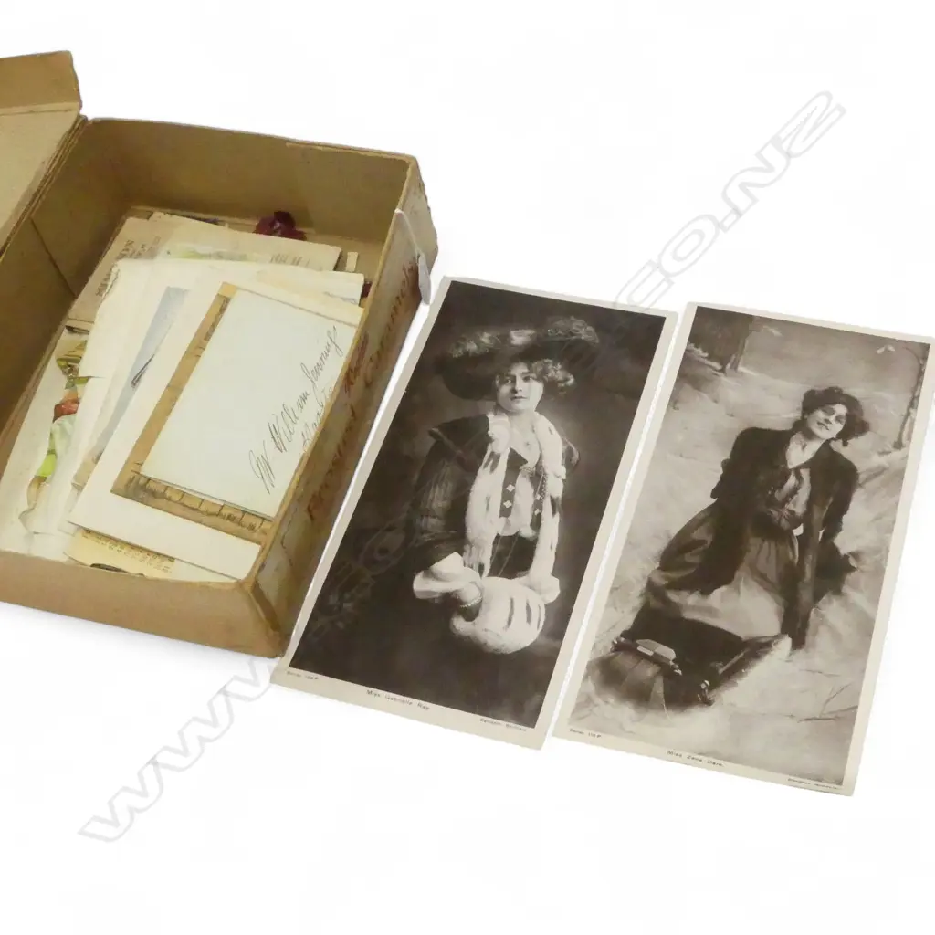 COLLECTION OF EARLY 20thC GREETING & OTHER CARDS + Mickey Mouse writing paper + 1848 NZ letter etc Image 1++