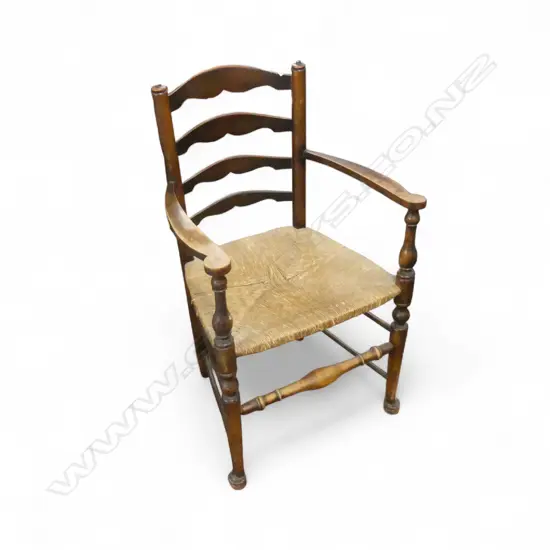 RUSH SEATED LADDER BACK ARMCHAIR