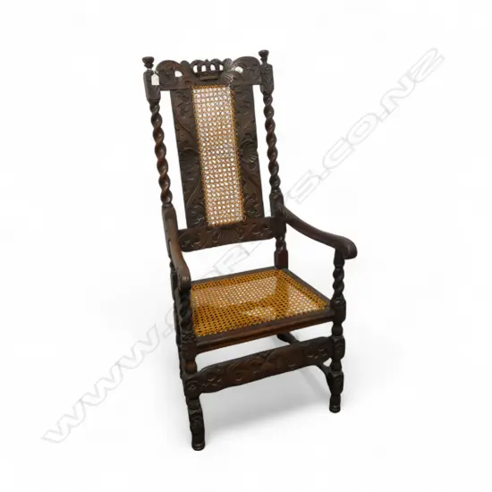 CHARLES II STYLE WALNUT, WYCOMBE CANED CHAIR