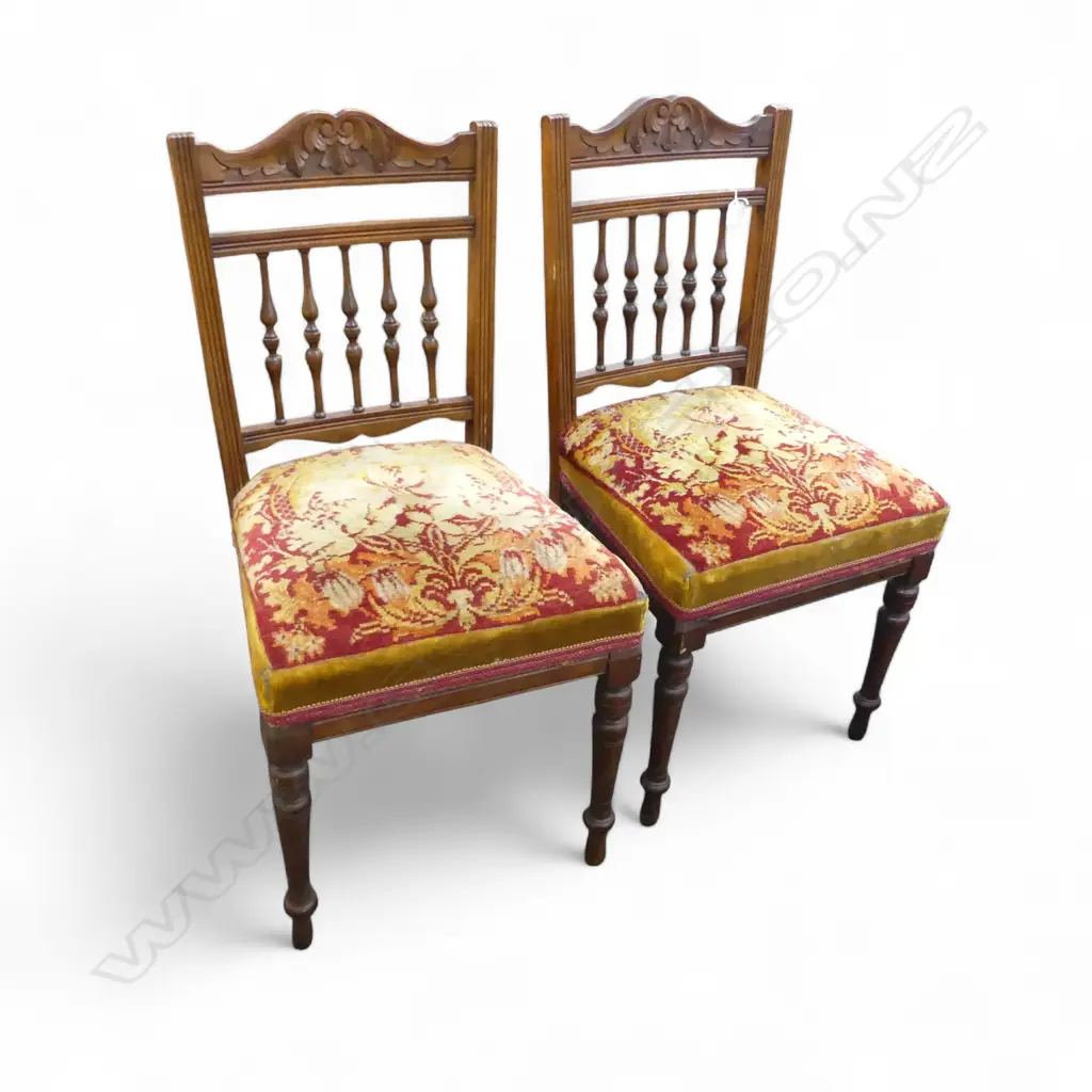 PR LATE VICTORIAN SPINDLE BACK PARLOUR CHAIRS velvet patterned seats Image 1++