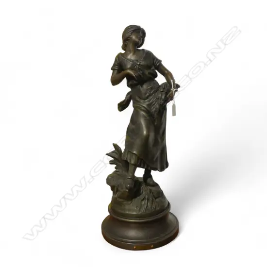 LARGE BRONZED SPELTER FIGURE after the original by L & F Moreau H.620mm 5.5kg