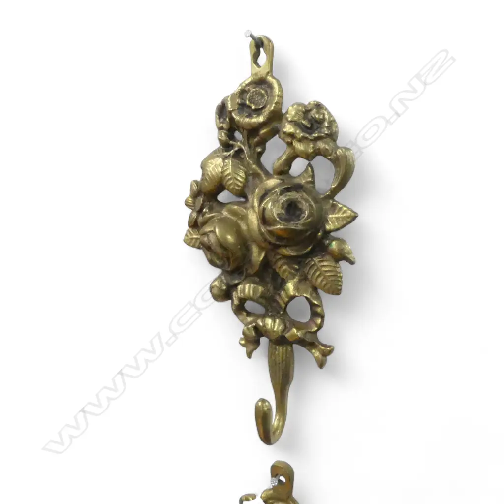 PR COPPER PIANO SCONCES & 3 CAST BRASS COAT HOOKS  Image 1++