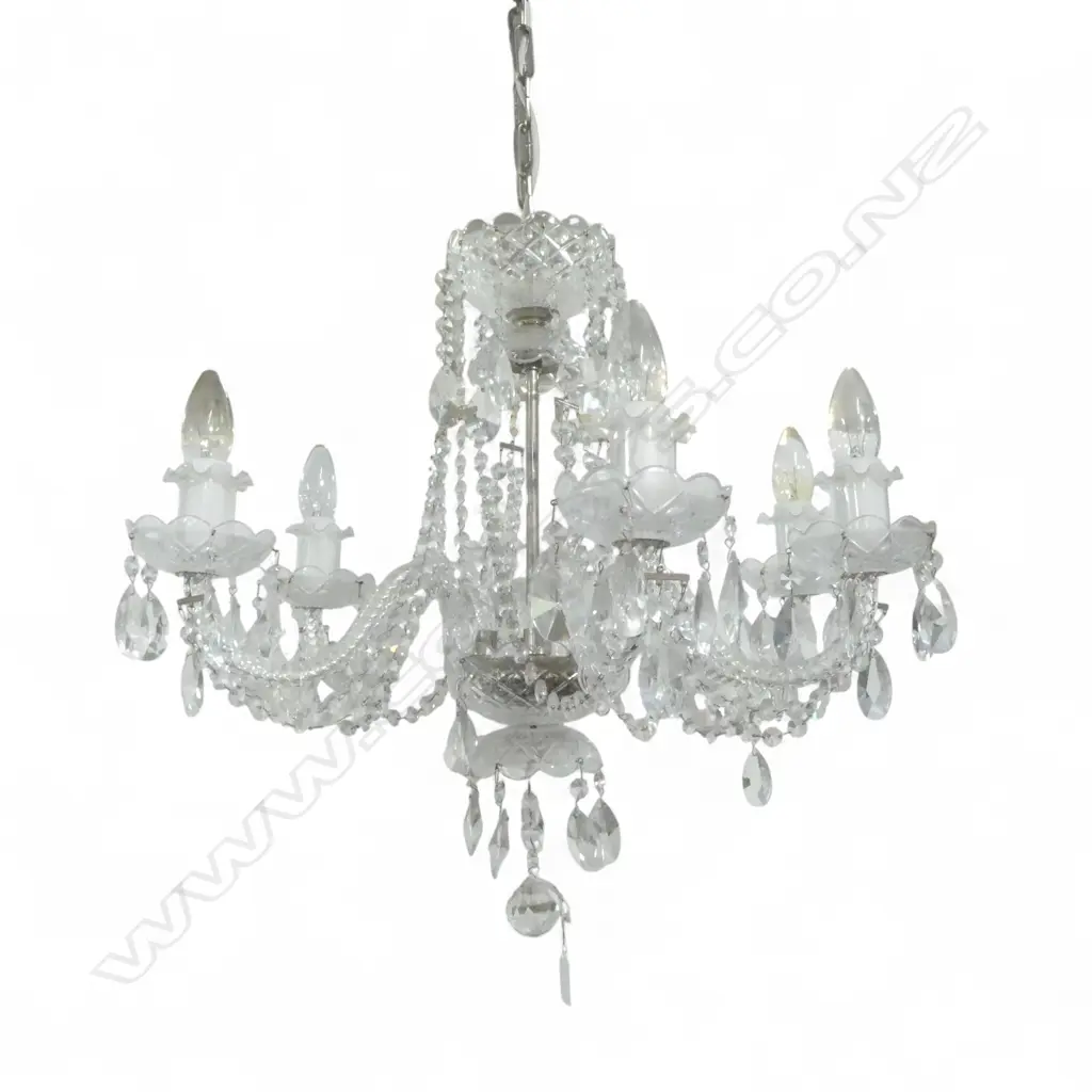 CZECH CRYSTAL SIX BRANCH CHANDELIER Dia.550mm approx Image 1++
