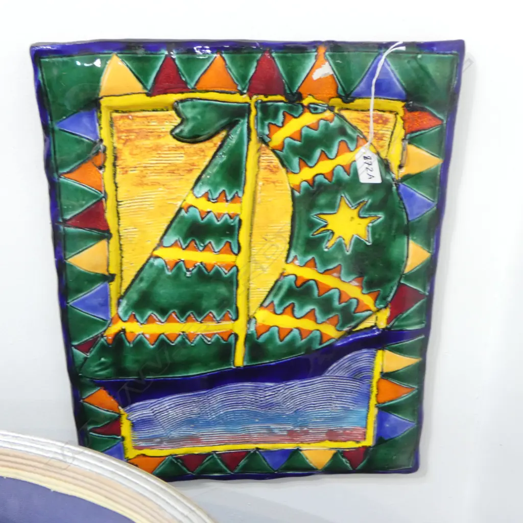 MORRIS & JAMES BRIGHT GLAZED SAILBOAT WALL TILE H520 L400MM Image 1++