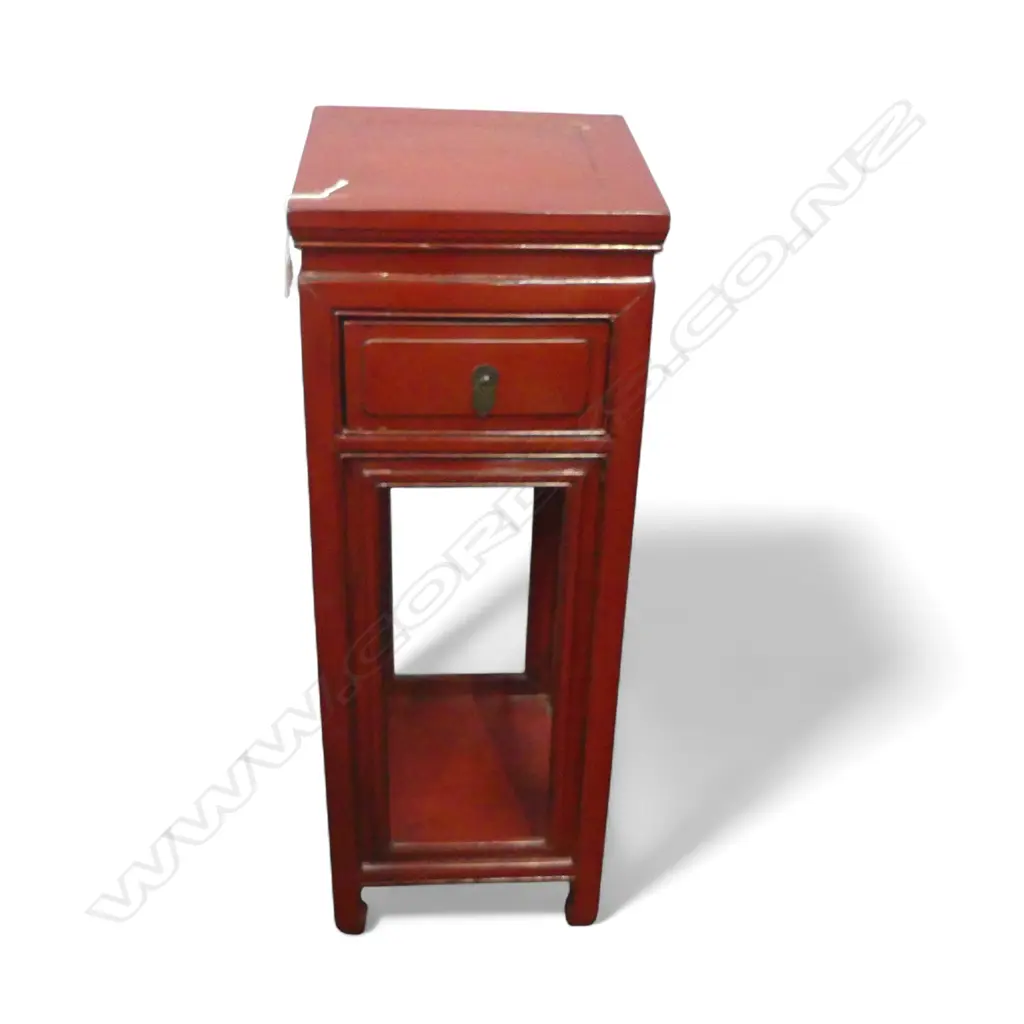 CHINESE RED LACQUER TALL SIDE TABLE, H.900mm Image 1++