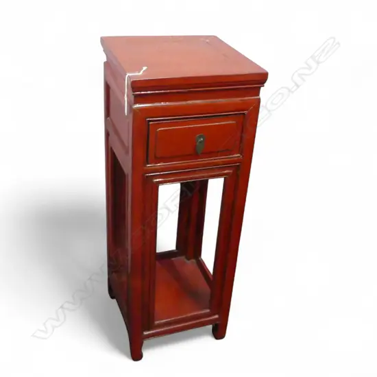 CHINESE RED LACQUER TALL SIDE TABLE, H.900mm