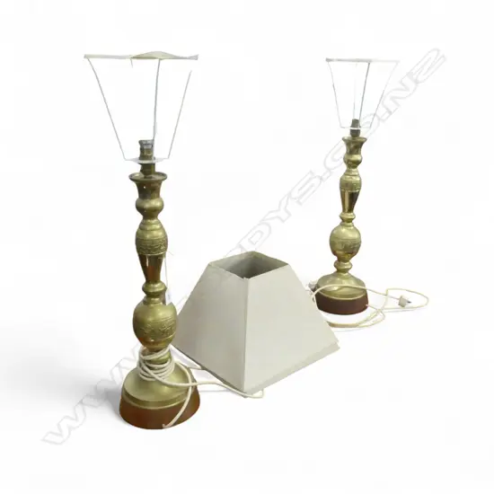 PR BRASS TABLE LAMPS H.770mm SHADES AF