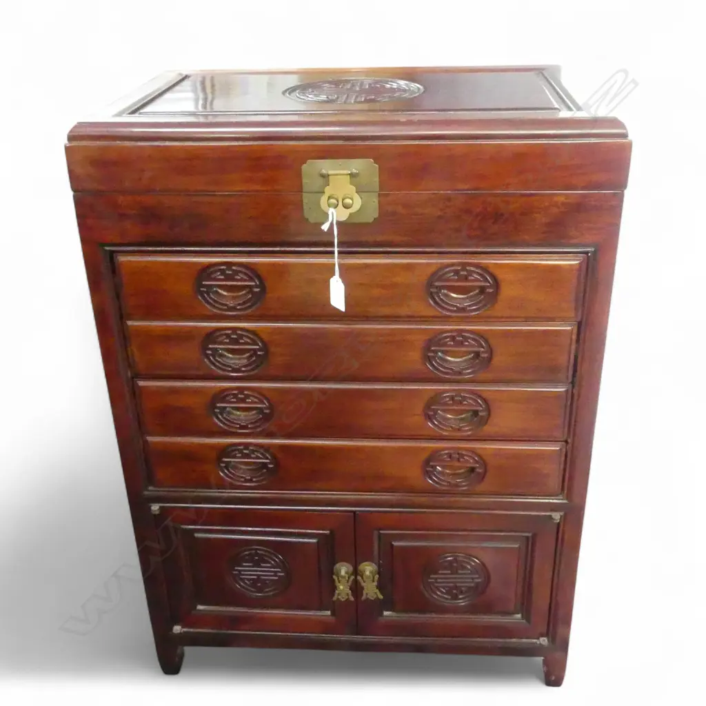 CHINESE MAHOGANY COLLECTORS CHEST H780MM L550MM Image 1++