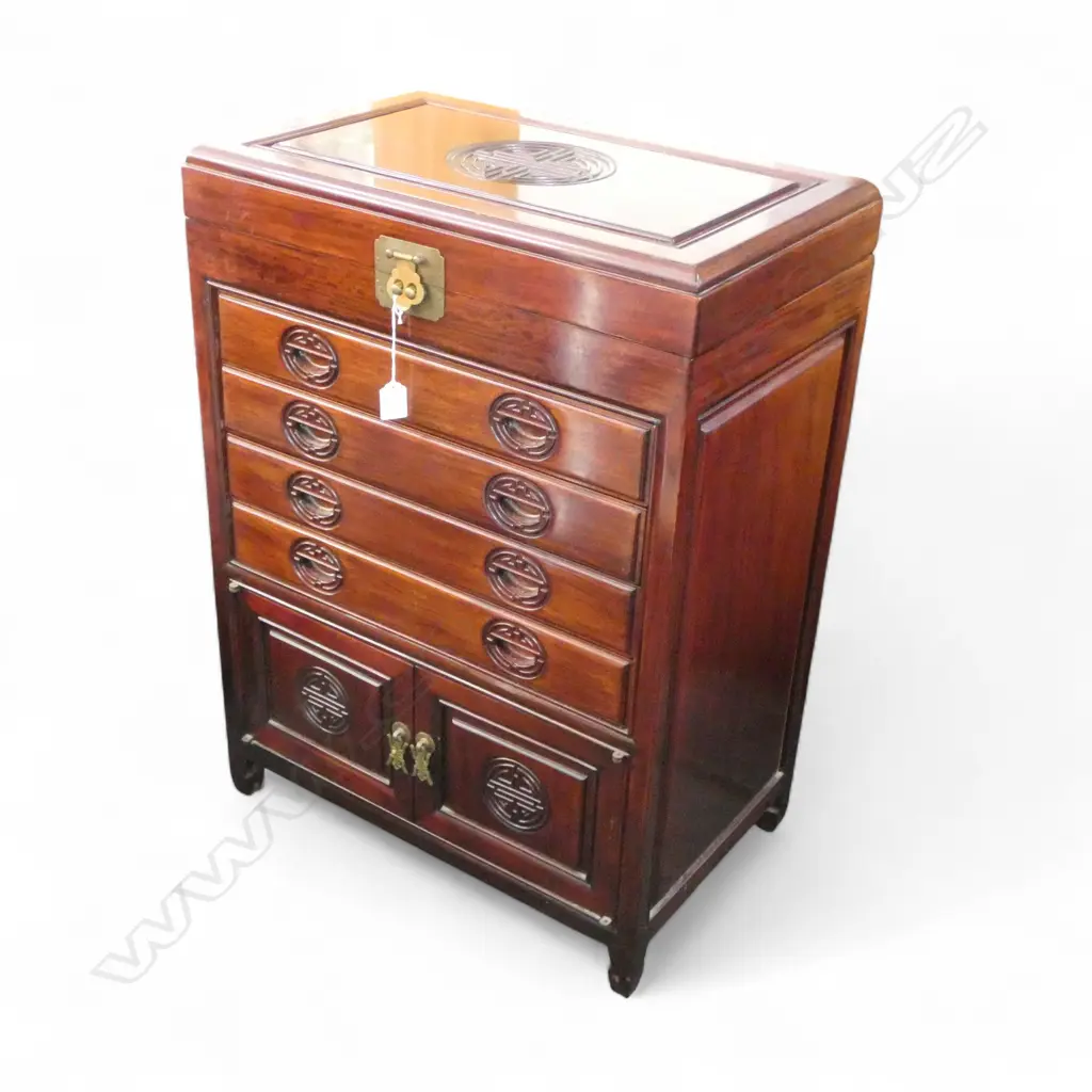 CHINESE MAHOGANY COLLECTORS CHEST H780MM L550MM Image 1++