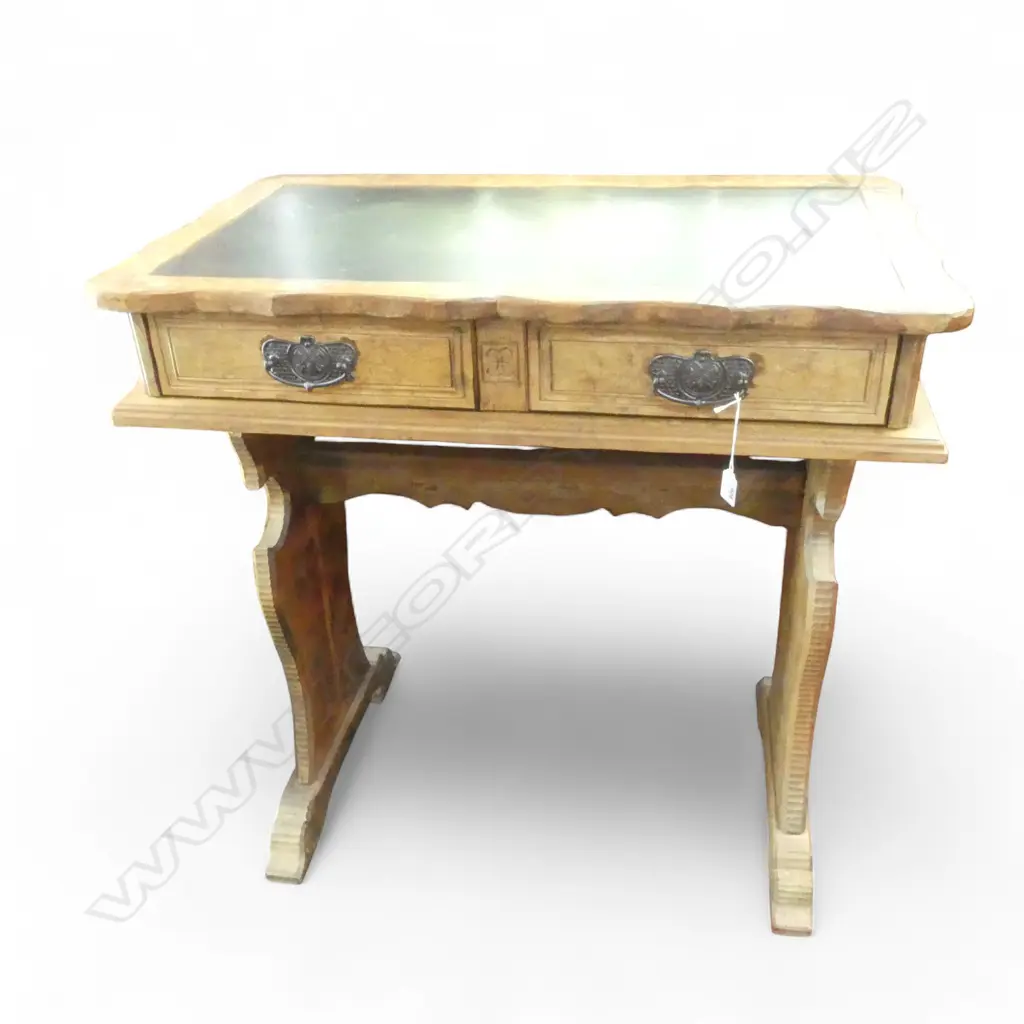 DESK, ADZED FINISH, BLACK LEATHER TOP 860x515x855mm Image 1++
