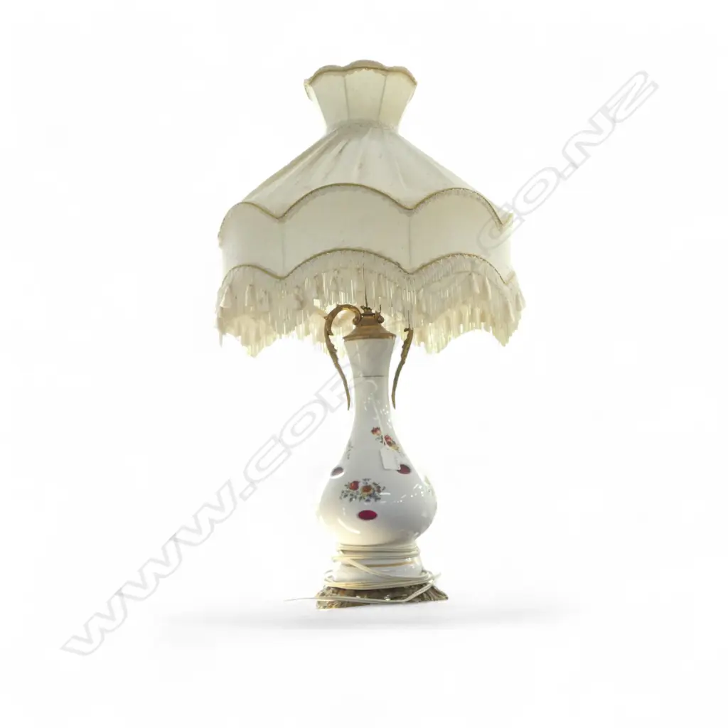VINTAGE TABLE LAMP; GLASS BASE / TASSELED SHADE H.730mm Image 1++