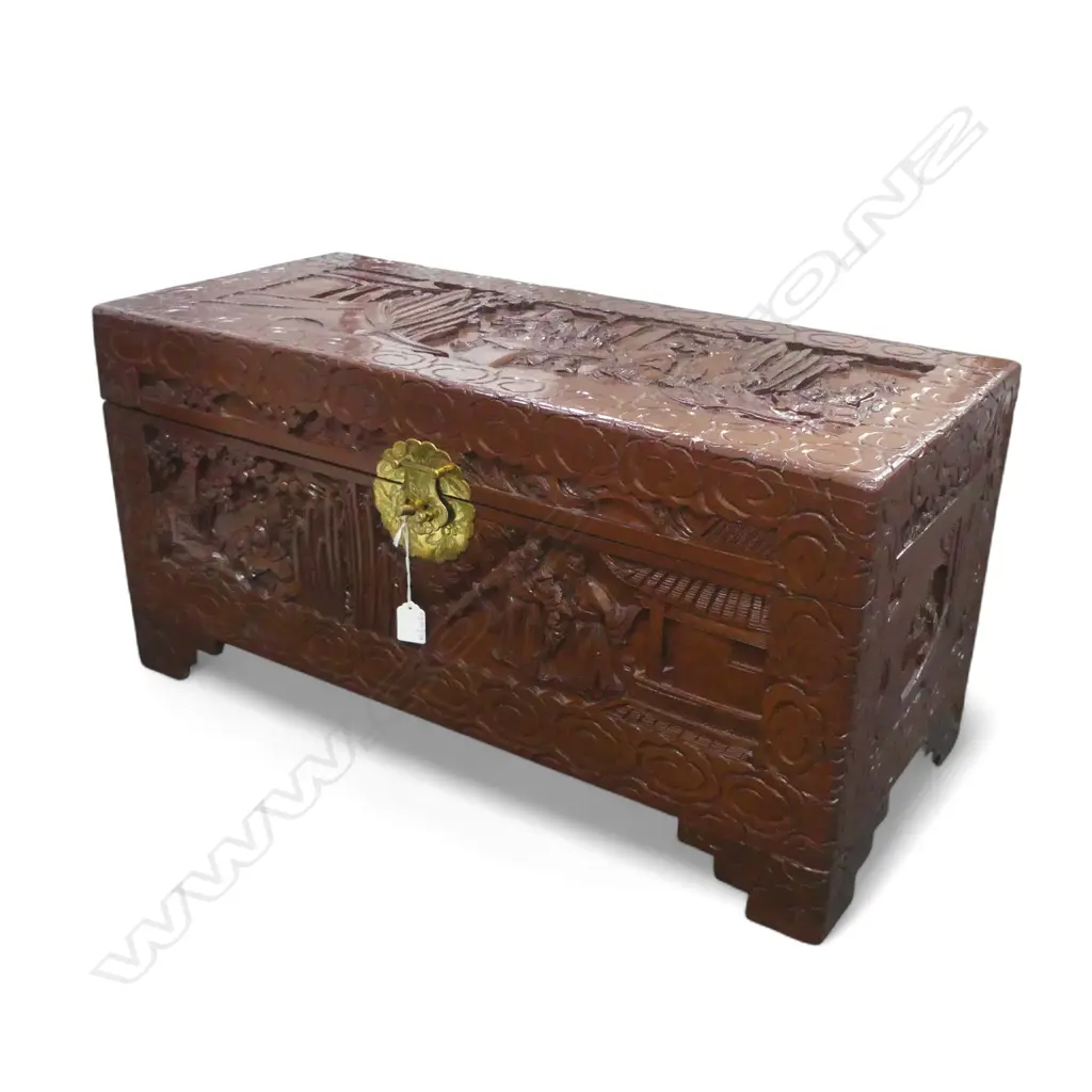 CHINESE TRUNK carved detail 730x310mm Image 1++