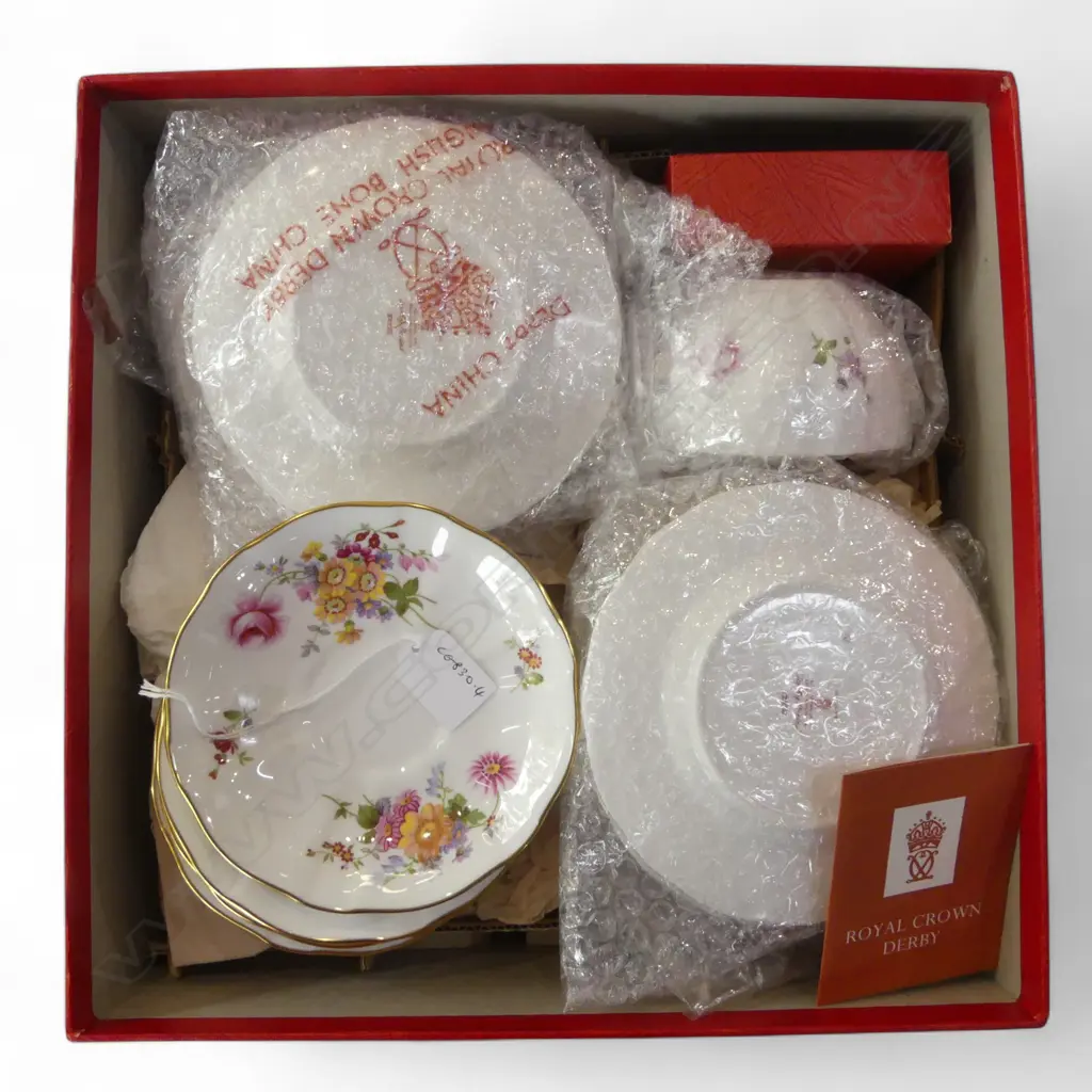 ROYAL CROWN DERBY 'DERBY POSIES' TEASET w ORIGINAL BOX Image 1++