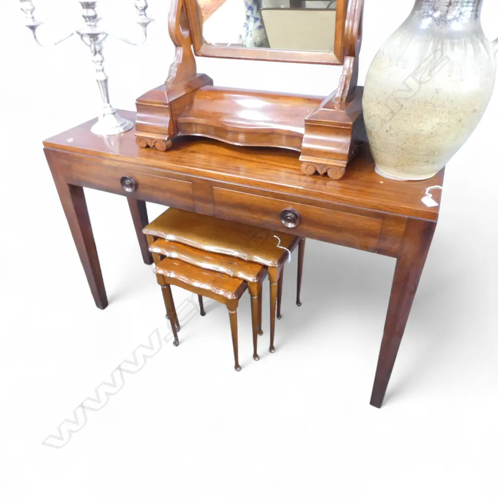 SOLID MAHOGANY 2 DRAWER SOFA TABLE BY EXCLUSIVE FURNITURE LTD PALMERSTON NORTH 1200x370x750mm Image 1++