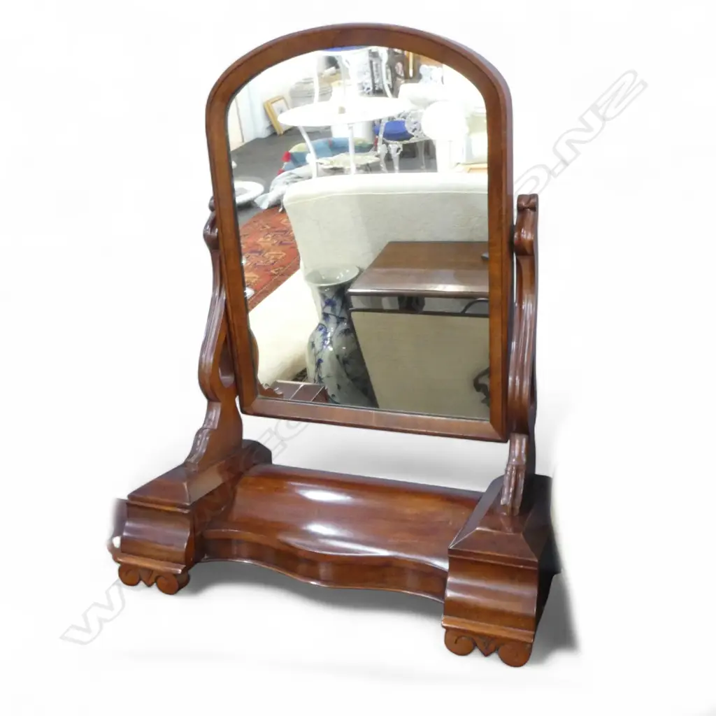 WILLIAM IV MAHOGANY TOILET SWING MIRROR with hinged jewellery compartment Image 1++