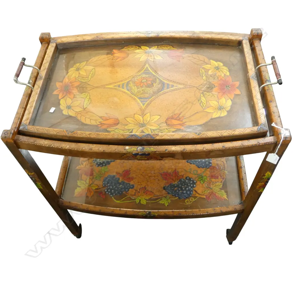 POKERWORK TWO TIER TEA TROLLEY 660 x 460 x 750mm w MATCHING TRAY Image 1++