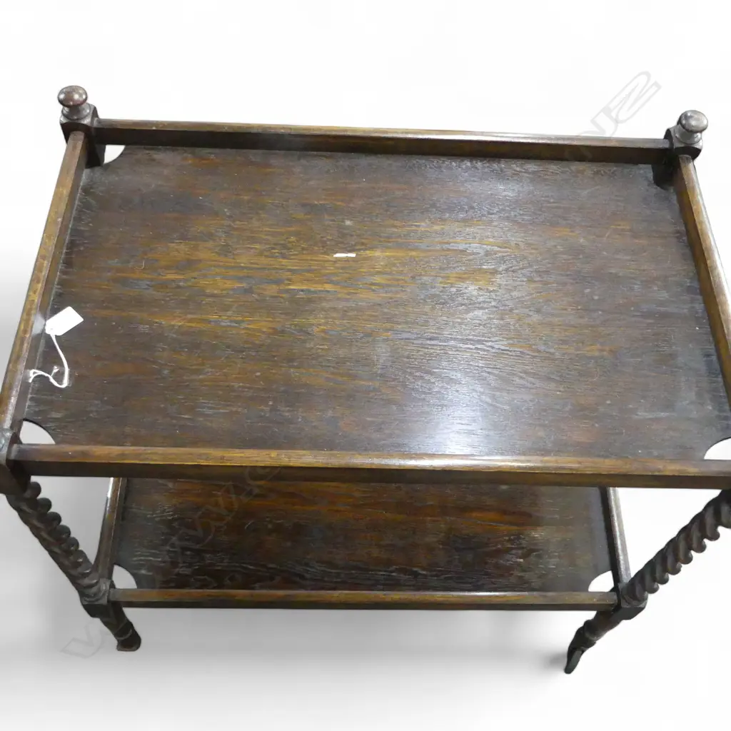 OAK BARLEY TWIST LEG 2 SHELF TEA TROLLEY Image 1++
