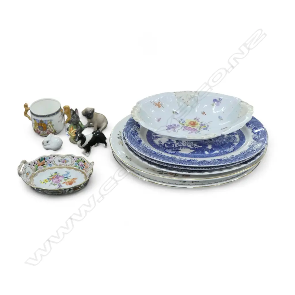 5 OVAL PLATTERS W.405mm + 2 GERMAN DISHES, PARAGON KING ED VIII LOVING CUP, 4 ANIMALS Image 1++