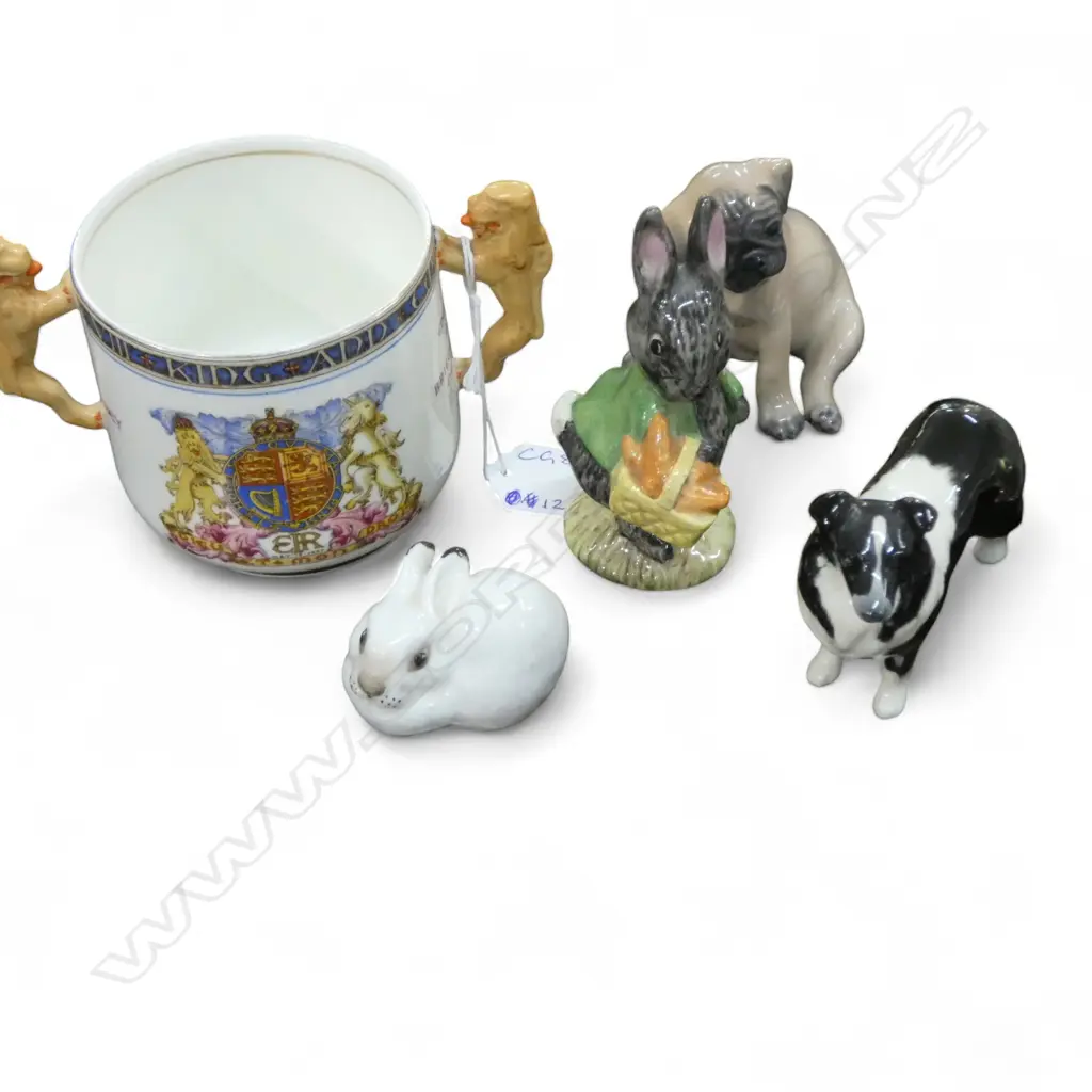 5 OVAL PLATTERS W.405mm + 2 GERMAN DISHES, PARAGON KING ED VIII LOVING CUP, 4 ANIMALS Image 1++