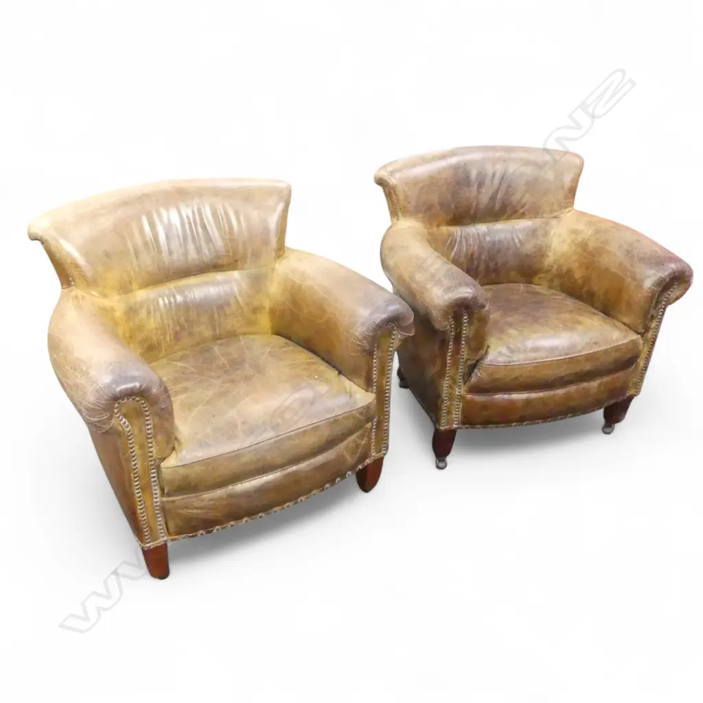 PR 'CAMBRIDGE' LEATHER ARM CHAIRS EX LIVING EDGE INTERIORS Image 1++