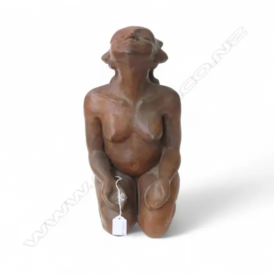 CAST COMPOSITE TERRACOTTA-STYLE EARTH MOTHER STATUETTE. H.340mm