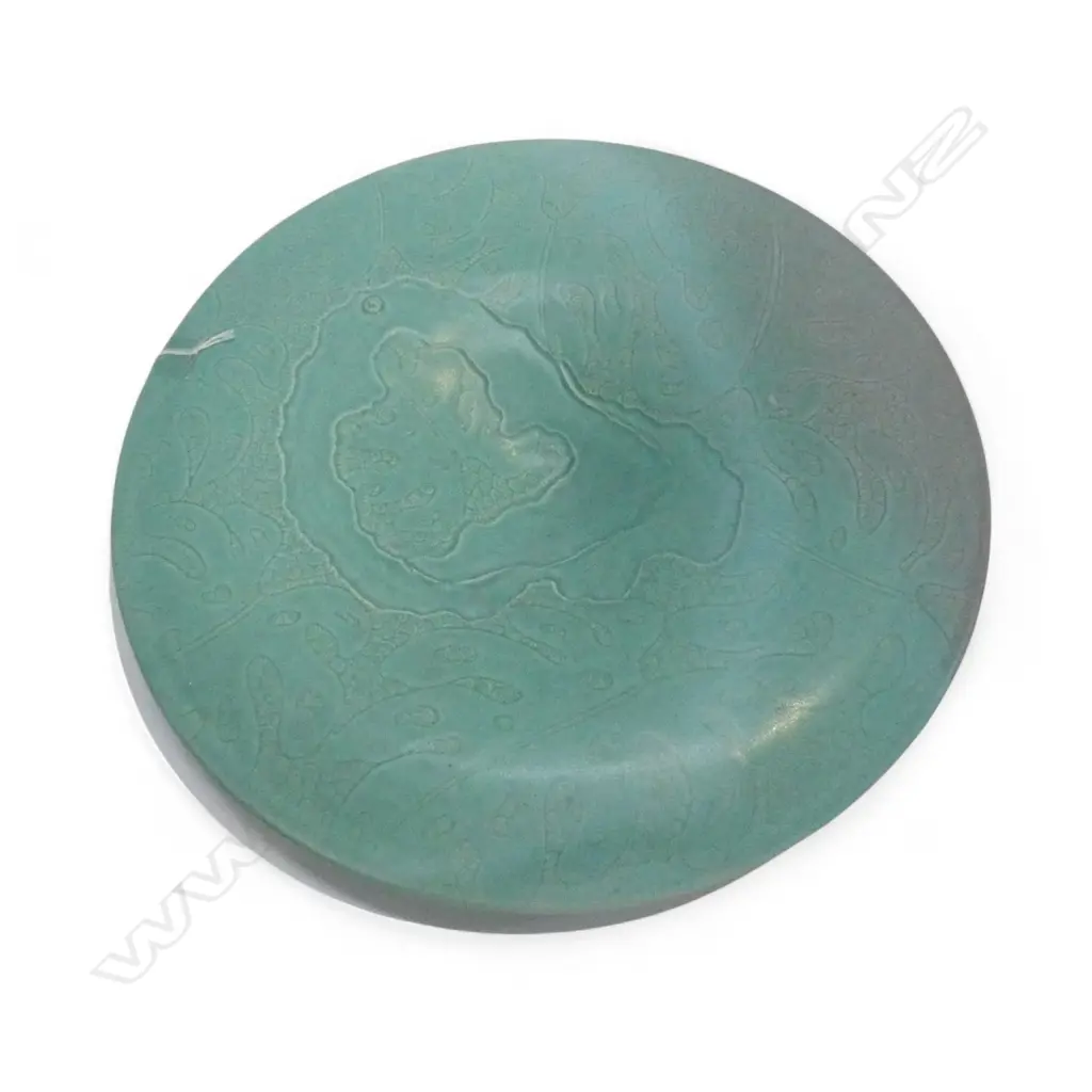 KEUM SUN LEE PORCELAIN DISH w SHALLOW WELL, ORGANIC PATTERNS, Dia.400mm Image 1++