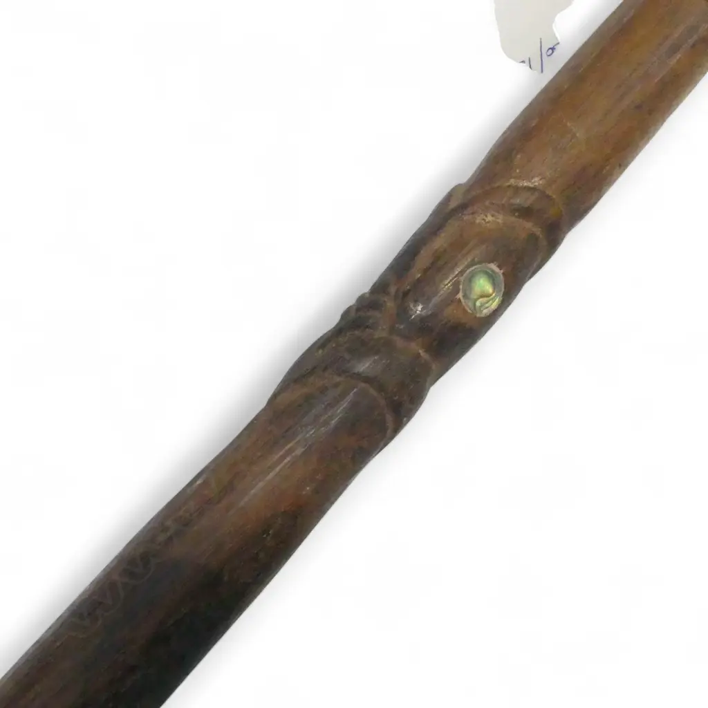 PAPUA NEW GUINEA CEREMONIAL PADDLE w ORNATE PAINTED BLADE, Ramu River region L.1840mm Image 1++