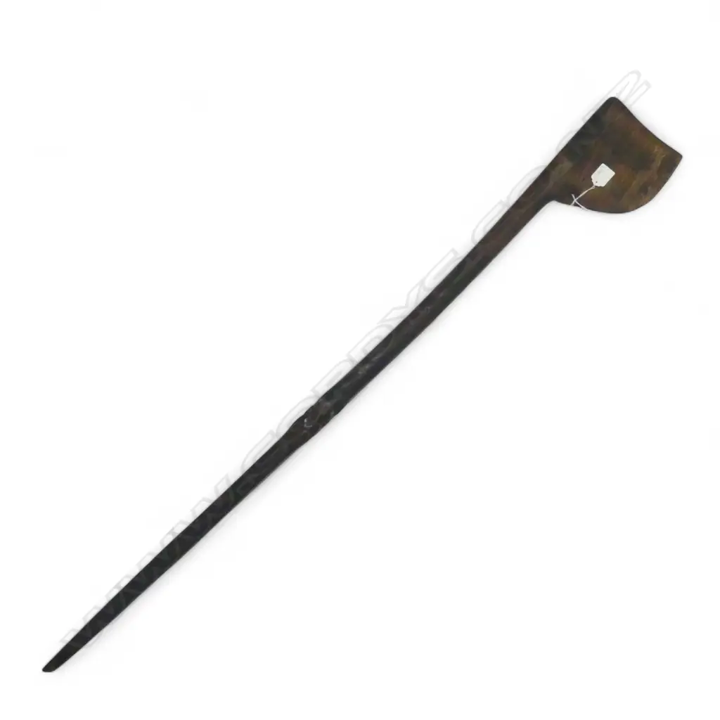 MAORI TEWHATEWHA  w PAUA INLAID AT TOP OF BLADE & CARVED HEAD TO SHAFT.  L.1170mm Image 1++