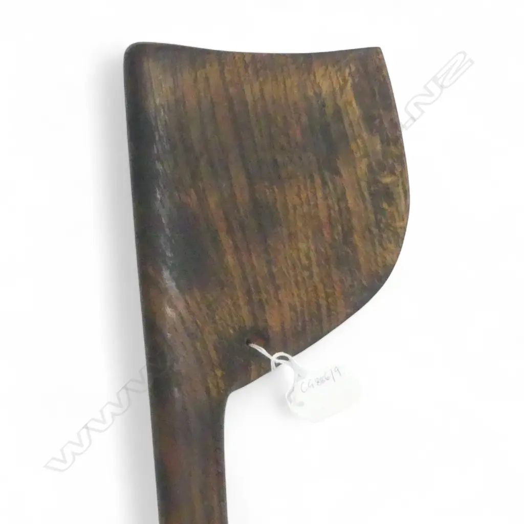 MAORI TEWHATEWHA  w PAUA INLAID AT TOP OF BLADE & CARVED HEAD TO SHAFT.  L.1170mm Image 1++