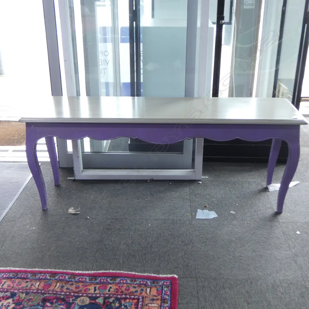 FRENCH MADE LAVENDER & CREAM LACQUERED 'PICCI-TABLE' 1560 x 450 x 600mm Image 1++