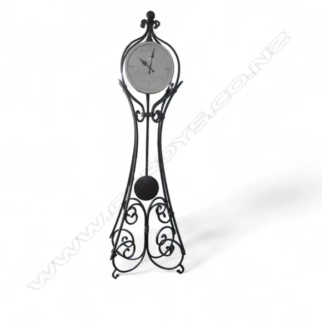 'HOWARD MILLER' GRANITE-STYLE FACED WROUGHT IRON  TALL CLOCK H.2150mm Image 1++