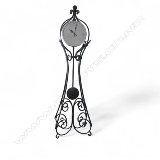 'HOWARD MILLER' GRANITE-STYLE FACED WROUGHT IRON  TALL CLOCK H.2150mm