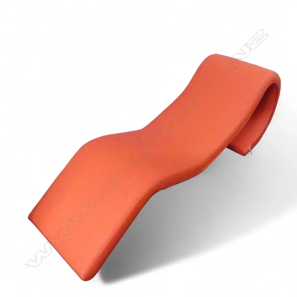 MODERN RED VINYL CHAISE LOUNGE, WEIGHTED TO STAND UPRIGHT L.1850mm Image 1++