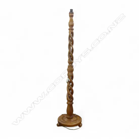 VINTAGE DOUBLE TWIST HARDWOOD STANDARD LAMP H1560MM