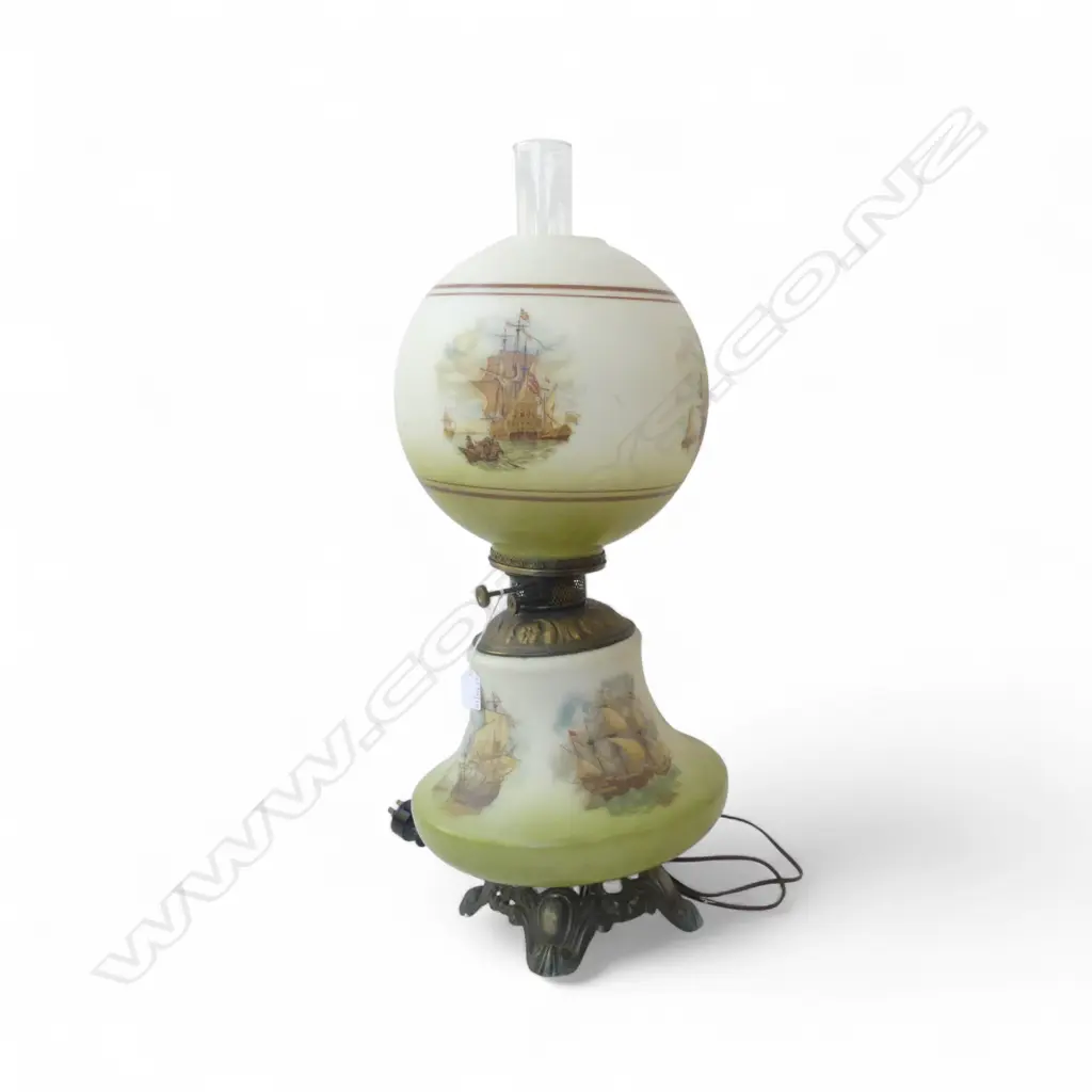 ELECTRIFIED EDWARDIAN TABLE KERO LAMP H700 REPAIR TO BASE Image 1++