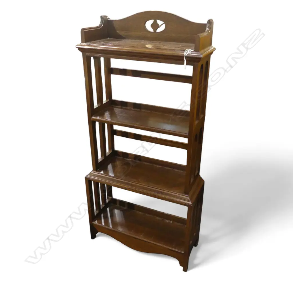 OAK ARTS& CRAFTS STYLE OPEN FRONT BOOKCASE 590 X 250 X 280mm Image 1++