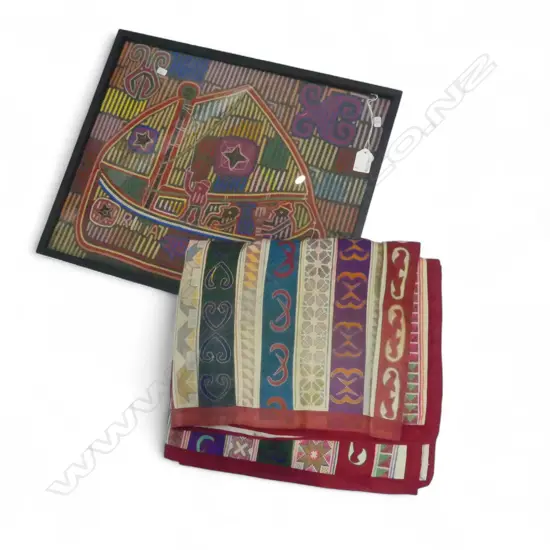 ETHNIC APPLIQUE TABLE RUNNER & FRAMED ETHNIC APPLIQUE 385 x 470mm