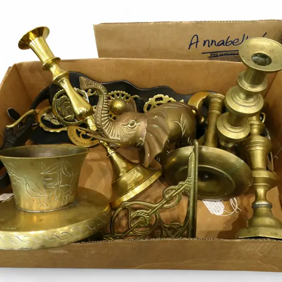 ASST. VINTAGE BRASS INCLDS VICTORIAN HORSE BRASSES on ORIGINAL STRAP