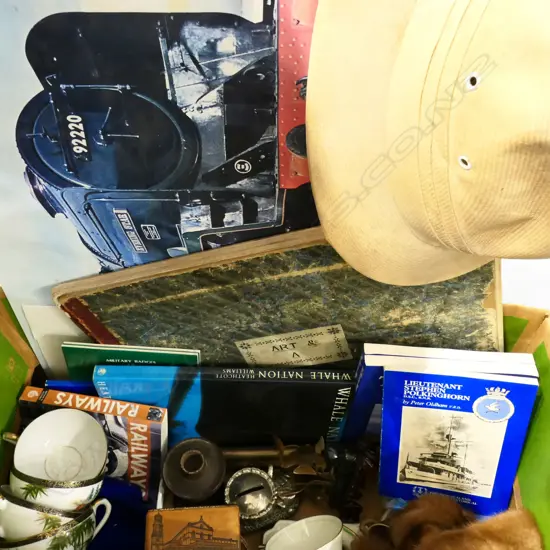 ASST. COLLECTABLES etc Incl. PITH HELMET, CHINA, BOOKS, etc