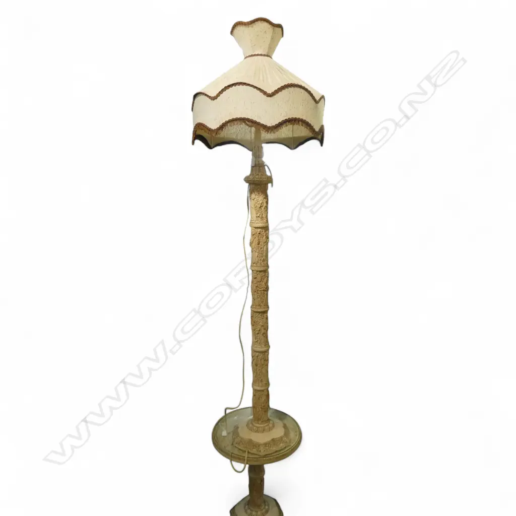 ORIENTAL FAUX IVORY CARVED STANDARD LAMP H1600 Image 1++