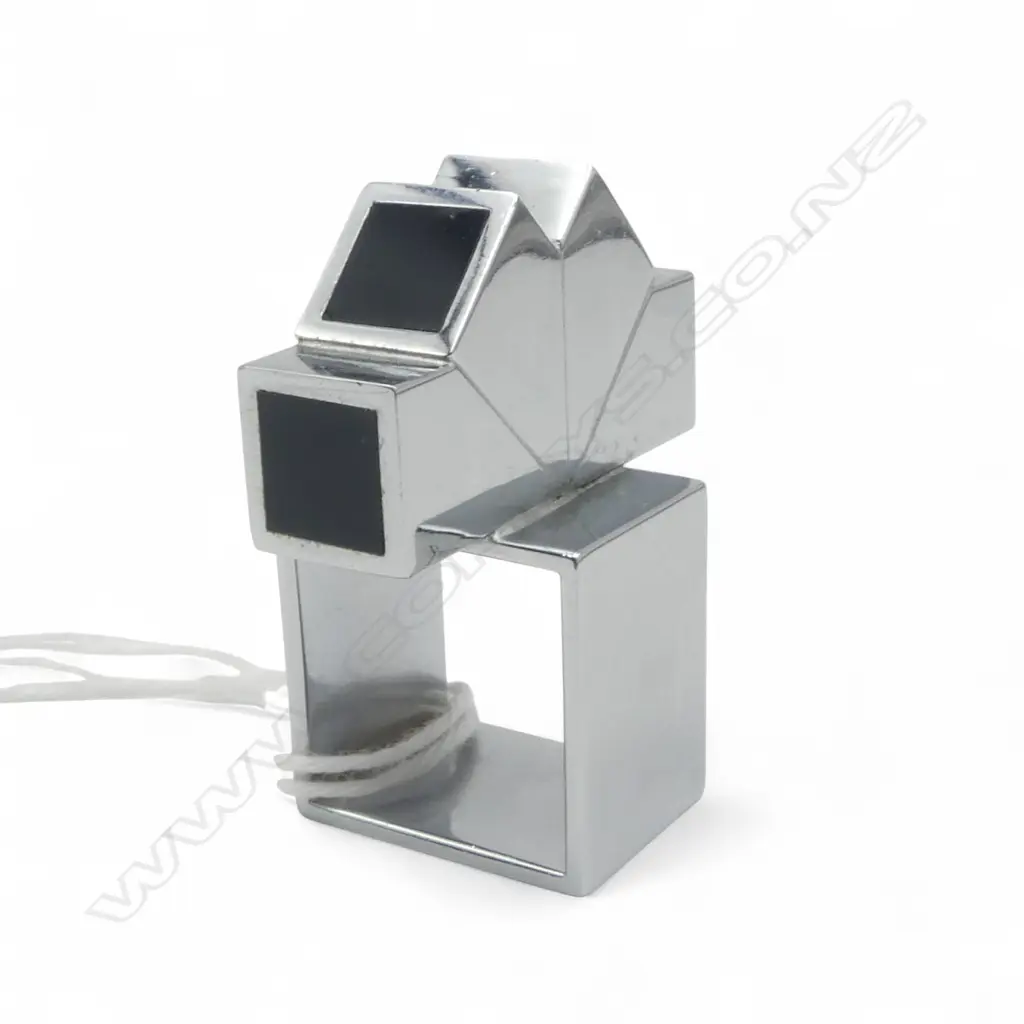 JOSE BRIBIESCA, MODERN RING, CHROME PLATED BRASS & ACRYLIC approx size L/M Image 1++