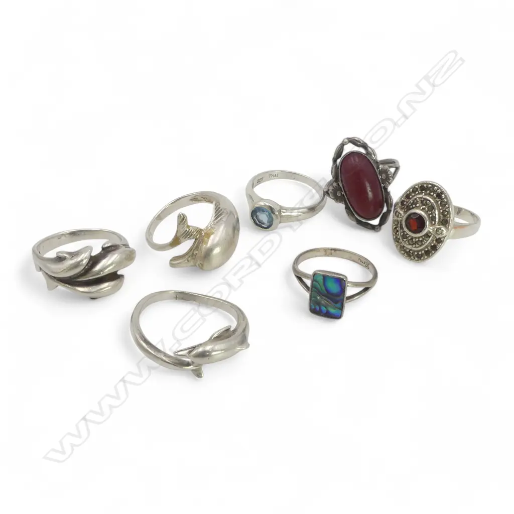 7 SILVER RINGS, 26gm Image 1++