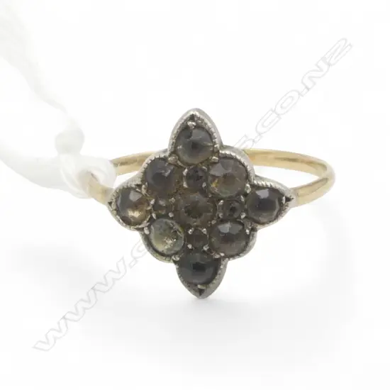 1920's 9ct GOLD & multi PASTE RING with fine band 1.54gms SIZE M