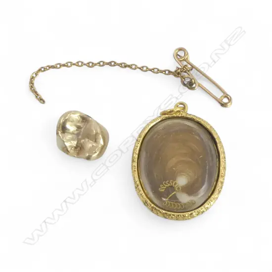 Testing 14ct GOLD MOURNING HAIR BROOCH w LOOSE CHAIN 3.86gms + GOLD TOOTH FILLING 2gms