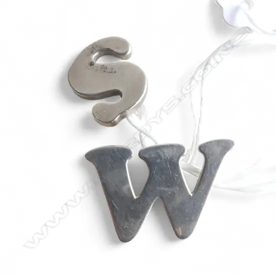 2 STG SILVER LETTER PENDANTS, S & W, EX PETER MINTURN WORKSHOP 7.3gms